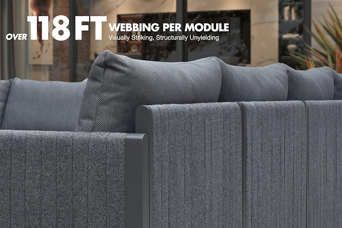 PURPLE LEAF 8 PCS Patio Conversation Sets All Weather Outdoor Couch Sectional Set with Resilience Foam Cushion Patio Conversation Set for Garden Poolside Backyard Gray