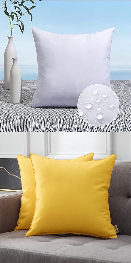 MIULEE Pack of 2 Decorative Outdoor Waterproof Pillow Covers 18x18 Inch Yellow Bundle Pack of 1 18x18 Outdoor Pillow Insert