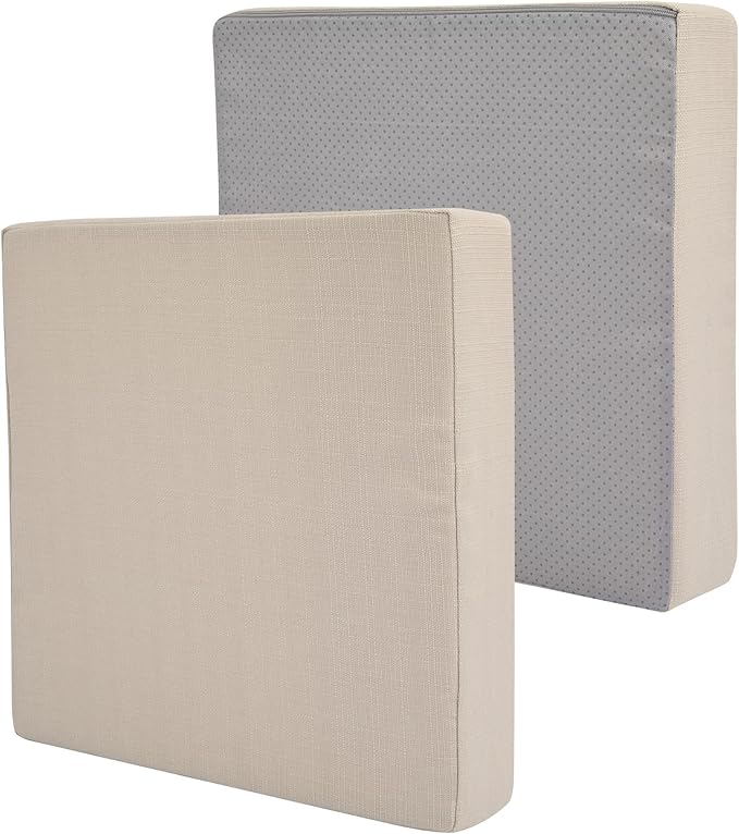 FUNHOME Outdoor Cushion Covers 18 x 18 x 4 inch,Set of 2,Non-Slip Grips Bottom,Replacement Cushion Covers for Garden Patio Furniture Couch Chair,Fade-Resistant Slipcover Only,No Insert(Antique Beige)