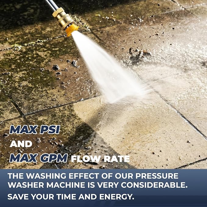 MAX+5000PSI+4GPM+3L Foam Bottle Electric Pressure Washer, Professional Electric Power Washer with 33FT Hose 5 Nozzles 8" Wheels, Commercial/Household/Removable Pressure Washer Electric Powered, Blue