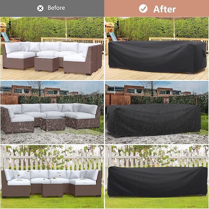 Patio Furniture Set Cover Waterproof, Mrrihand Outdoor Sectional Sofa Set Cover Heavy Duty 600D Table and Chair Set Cover 74" L×47" W×28" H