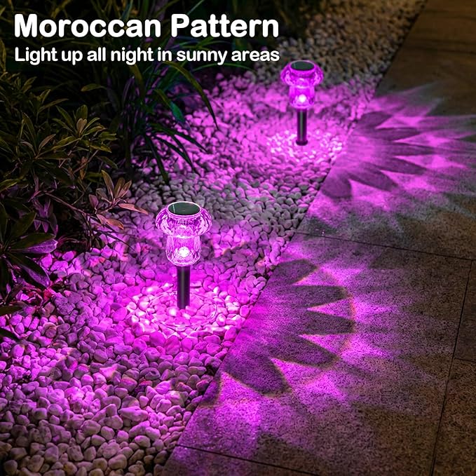 Solar Pathway Lights Outdoor 8 Pack Gifts for Mom Mushroom Garden Lights Waterproof Solar Powered Yard Lighting for Landscape, Driveway, Path, Walkway, Patio, Outside Garden, Pink Purple