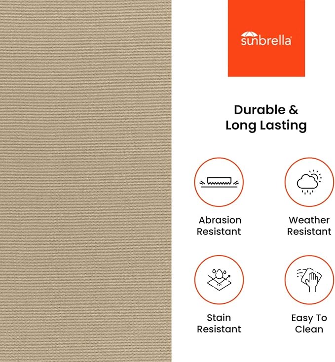 Covers & All Sunbrella Throw Pillows Set of 2, 22 x 22 Inch Square Outdoor & Indoor Cushions with Insert, Fade & UV Resistant Fabric (Canvas Antique Beige)