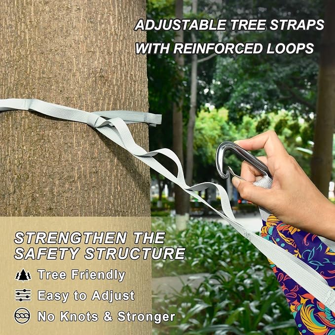 Camping Hammock Outdoor Hammocks for Outside Decorative Owl Design Beach Trees Portable Lightweight with Pockets Tree Straps Indoor