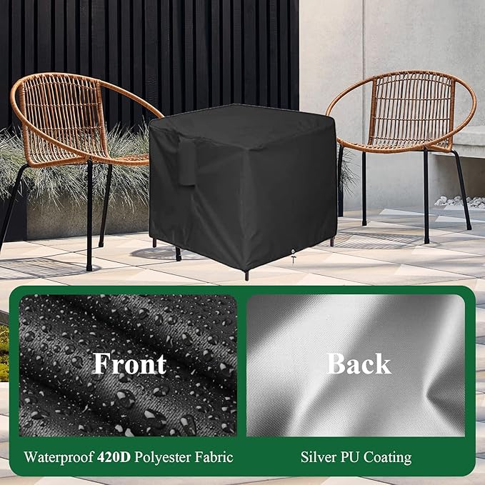 Outdoor Wicker End Side Tables Cover for FIZZEEY Outdoor Side Table, Waterproof Square Cover for Patio Small Rattan, Wicker Coffee Table, Balcony Table, Outside End Table- 18”L x 18”W x 20”H