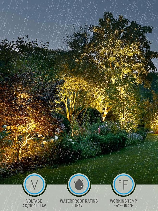 LEONLITE 6-Pack Dia.4 Inch 3000K Well Lights Shielded Top Rock Color | 12-24V AC/DC, CRI90, Landscape LED In Ground Outdoor, Low Voltage Garden Landscaping, Warm White, Aluminum