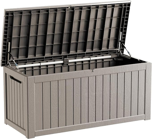 270 Gallon Heavy Duty Deck Storage Box, Extra Large Storage Organizer for Patio Furniture Accessories, Garden Tools, Indoor Storage for Cushion,Grey