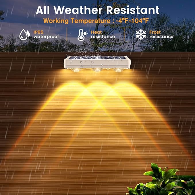 JOFIOS Solar Fence Lights Outdoor,1300mAh, 8pack,Warm/Natural/Cool White,IP65 Waterproof,Fence Lights Solar Powered,Solar Lighting for Deck, Backyard, Railing(White)