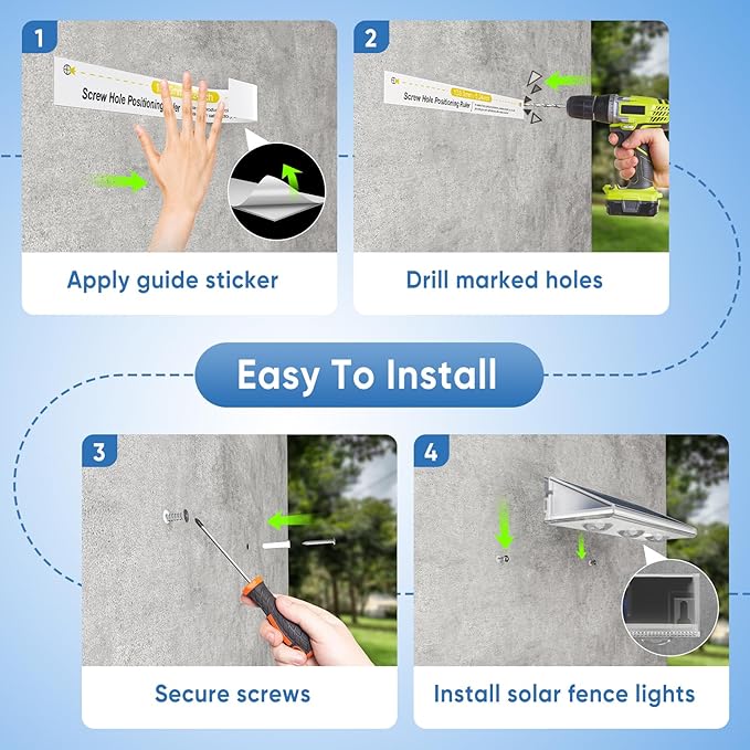 Yilaie Solar Fence Lights Outdoor-IP67 Waterproof 3000K/4500K/6500K,High Brightness LED Fence Lights Solar Powered,Solar Wall Light for Outside Backyard/Railing/Step/Patio/Stair Railings/Pool （4 Pack）