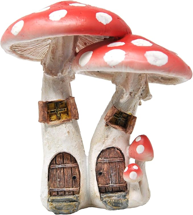 Top Collection Miniature Fairy Garden & Terrarium Cute Mushroom Houses with Pick Decor, Red, Small