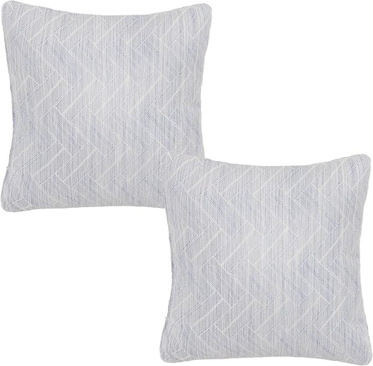 Outdoor Pillows, Patio Decorative Pillows Pack of 2, Waterproof Throw Pillows for Outdoor Furniture, 16×16 Comfortable Spring Outdoor Pillows for Bed, Couch, Sofa, Light Blue Chevron