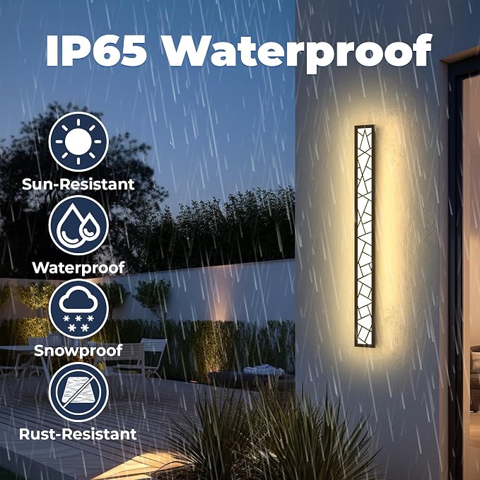 Outdoor Wall Light 11.8inch Modern Outdoor Wall Sconce LED Long Wall Sconce Black Front Porch Light IP67 Waterproof 3000K Exterior Lighting Fixtures