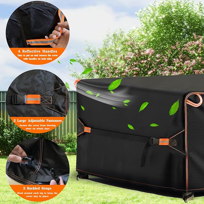 Patio Sofa Cover Waterproof, Outdoor Table Sofa Covers Rectangular, Heavy Duty Outside Weatherproof Sectional Set Covers for Protection 84" L x 44" W x 28" H Black