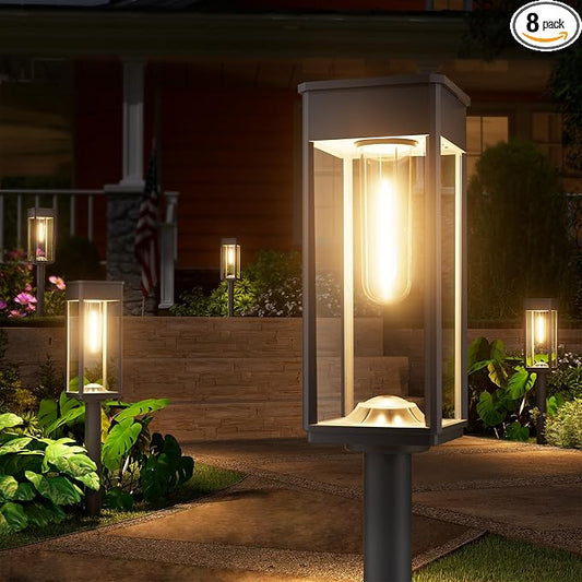 NEWMESSI 8 Pack Bright Solar Pathway Lights Outdoor,IP65 Waterproof Auto On/Off Solar Garden Light Path Lights Solar Powered for Outside Yard Path Lawn Walkway Driveway Landscape Lighting Patio Decor