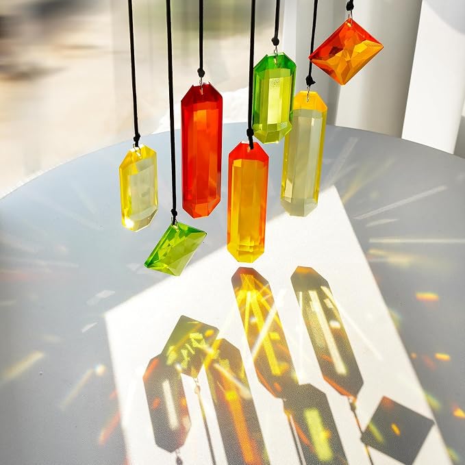 7PCS Crystal Prisms Suncatcher for Window Hanging (Season Design) | Rainbow Maker,Sun Catchers Indoor Window, Home Garden Thanksgivng Day Christmas Decorations,Gift For Women,Fall Decor