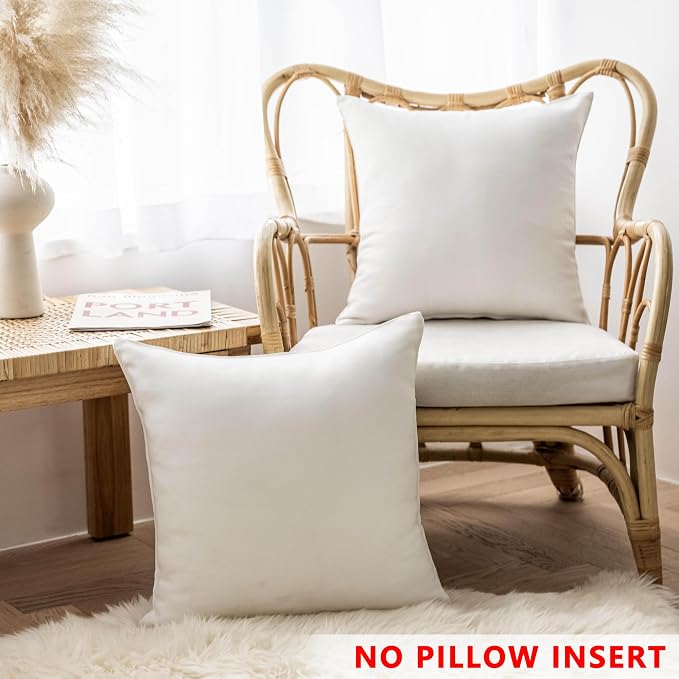 Home Brilliant White Pillow Shams Decorative Pillow Covers Outdoor for Patio Bench Garden Farm Throw Pillow Covers 20x20, 50cm, 4 Pieces, White
