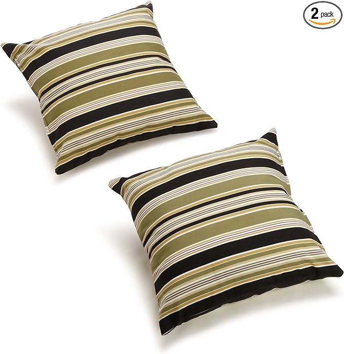 Blazing Needles All-Weather UV-Resistant Outdoor Knife Edge Pillows Set, Set of 2, 20", Eastbay Onyx