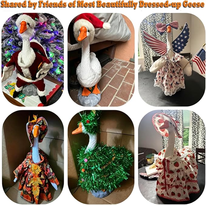 Porch Goose Statue Large White Porch Goose Big Resin Garden Lawn Yard 20 inches High Figurine Duck Decorative Figurine for Patio, Entryway Accent Indoor Outdoor Garden Gift