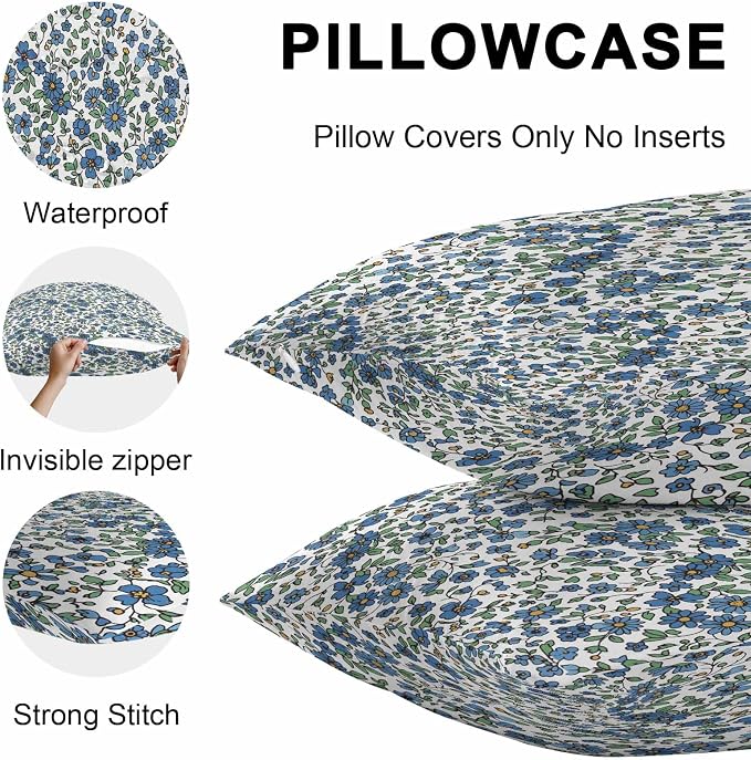 JasmineM Outdoor Pillow Cover Set of 2 Farmhouse Botanical Herbs Waterproof Throw Pillow Covers Blue White Decorative Pillowcases Garden Cushion Case for Patio Couch Sofa 12x20 Inch