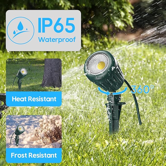 Outdoor Spot Lights for Yard,120V Plug-in Halloween Spot Lights,6000K Landscape Lighting with 5 Color Lenses (Red, Yellow, Green, Blue, Purple)IP65 Waterproof,Garden, Lawn Tree Decoration,2 Pack