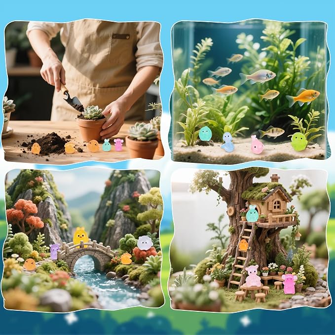 110 pcs Mini Resin Animals Blind Bags, Glow in The Dark Animal Resin Models, 50+ Animal Combination Sets for Adults, Miniature Animal for Fairy Garden, Dollhouse, DIY Craft Decor