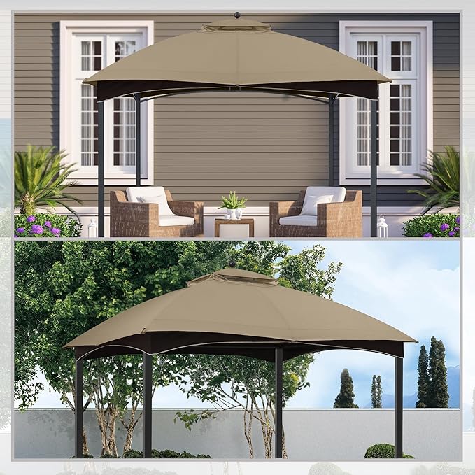 MASTERCANOPY Replacement Canopy Top for Lowe's Allen Roth 10x12 Gazebo #GF-12S004B-1 (Khaki,Polyester)
