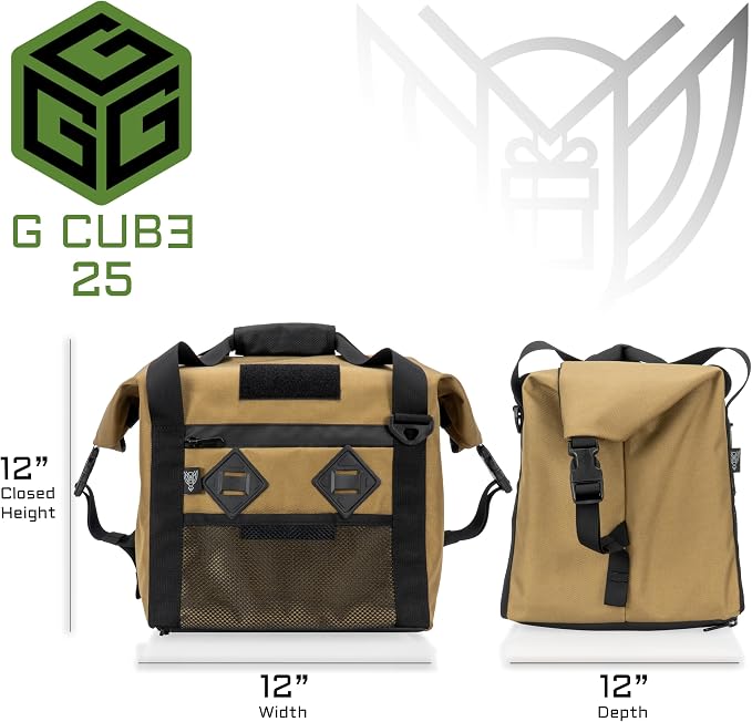 Xtreme Sight Line ~ AQUA G CUBƎ 25 Waterproof + SLING Cross-Body Faraday Bag ~ Protects Against EMP/CME/EMF/RF ~ Diamond Form Faraday Lined Interior ~ Coyote Brown Combo