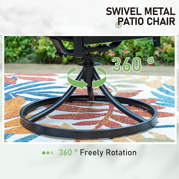 PHI VILLA Patio Dining Chairs Set of 2 Outdoor Swivel Dining Chairs Patio Furniture Rocking Chairs with Cushion Suports 300lbs for Garden Backyard