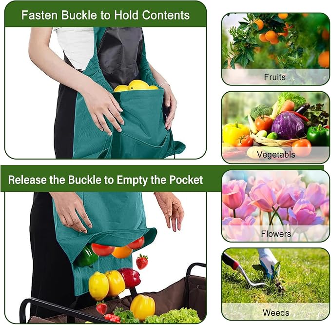 Gardening Apron, Garden Apron with Pockets for Women and Men, Farm Apron for Harvesting Picking Weeding