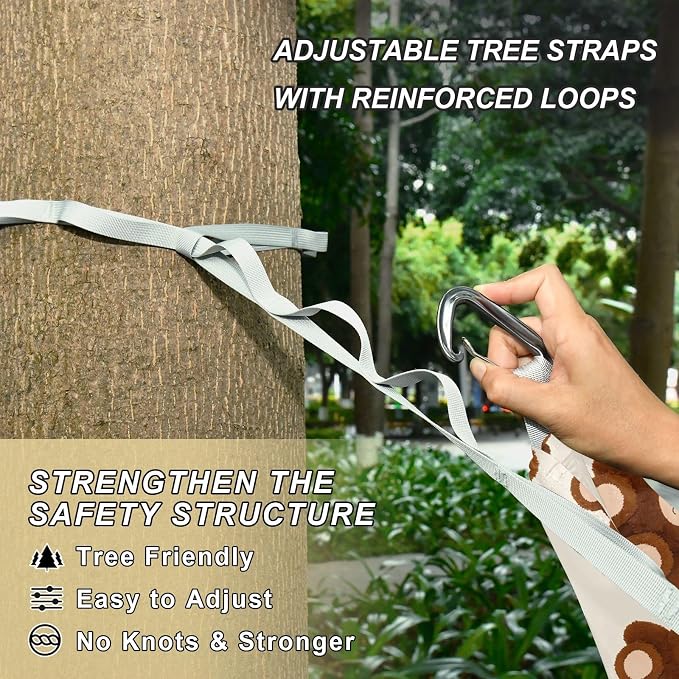 Camping Hammock Outdoor Hammocks for Outside Bear Brown Cute Beach Trees Portable Lightweight with Pockets Tree Straps Indoor