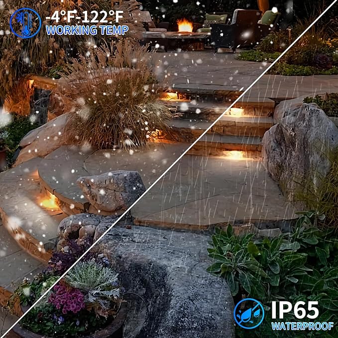8-Packs 3W 7 Inch LED Hardscape Paver Lighting,12V AC/DC Low Voltage Retaining Wall Lights,LED Landscape Lighting,2700K Soft White Outdoor Step Light,50,000 Hours Lifespan-Black
