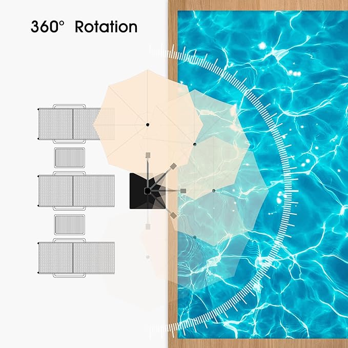 PURPLE LEAF 11 FT Cantilever Patio Umbrellas with Base Included, Large Round Offset Umbrella with 360° Rotation, Outdoor Aluminum Pool Umbrella for Pool Lawn Garden, Beige
