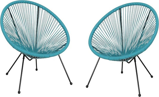 Christopher Knight Home Outdoor Hammock Weave Chair with Steel Frame (Set of 2) - Teal and Black Finish