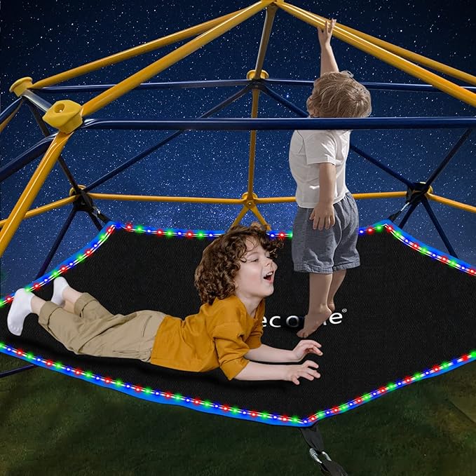Climbing Dome Hammock with Light, Accessory for Climbing Dome, fits 10 x 5 ft Climbing Dome, with Light Canopy Bearing 300 LBS. (Hammock only, Batteries×6)