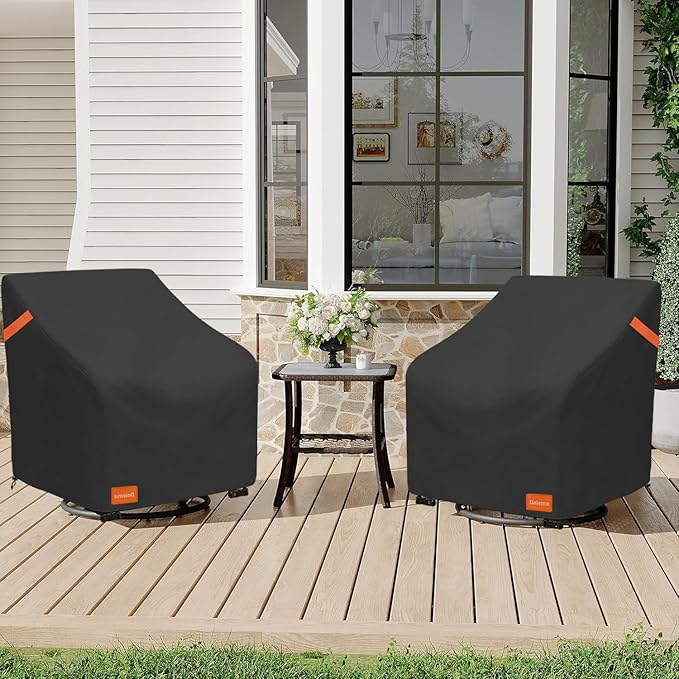 Outdoor Swivel Chair Cover 2 Pack,600D Heavy Duty 100% Waterproof Outdoor Chair Covers,Patio Furniture Covers for Swivel Patio Chairs,35" W x 37" D x 36" H,Black