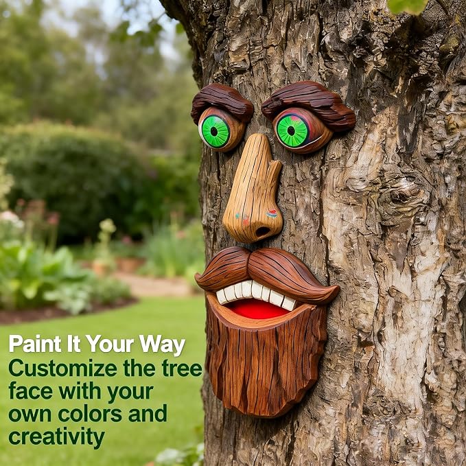 Tree Faces Decor Outdoor, Large Whimsical Old Man Tree Hugger Statues, Resin Tree Art for Garden Yard Patio, Funny Tree Peeker Sculptures for Halloween Easter (B)