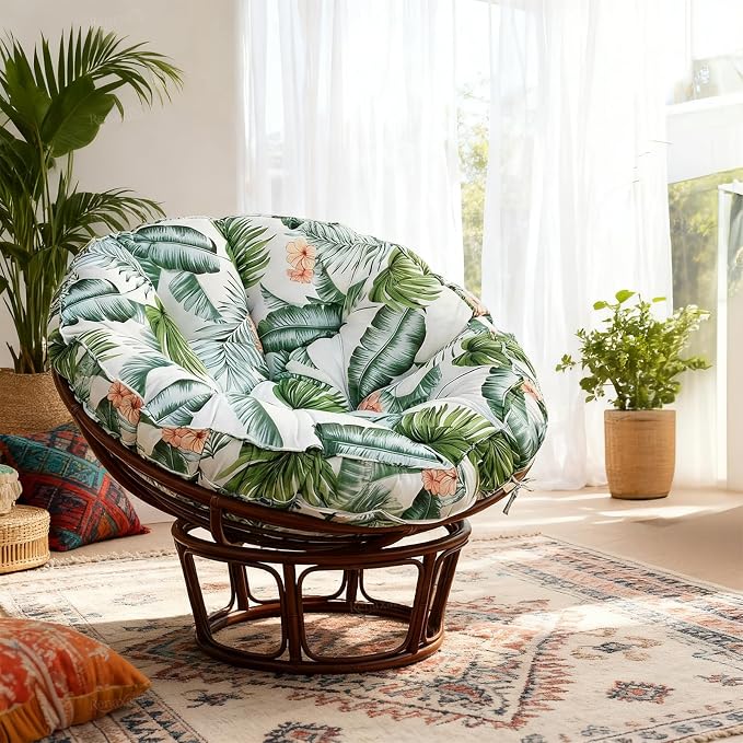 Papasan Cushion, 52 inch Papasan Chair Cushion, Thickened Padded Round Papasan Cushion (Hawaii) | Thickened Papasan Cushion, Indoor Papasan Chair Cushion (Without Chair), with Ties, Hawaii