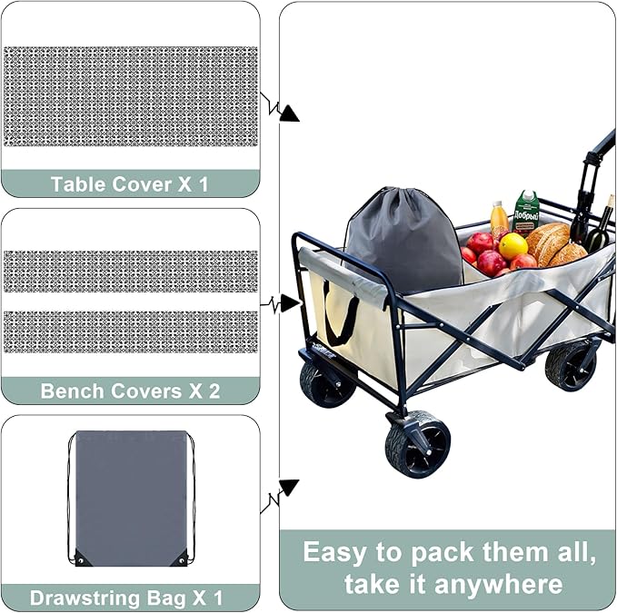 misaya Picnic Table Cover with Bench Cover, Waterproof Elastic Fitted Tablecloth for 6 Foot Tables, Rectangle Washable Polyester Tablecloths for Picnic, Camping, Outdoor (Black, 30" x 72")