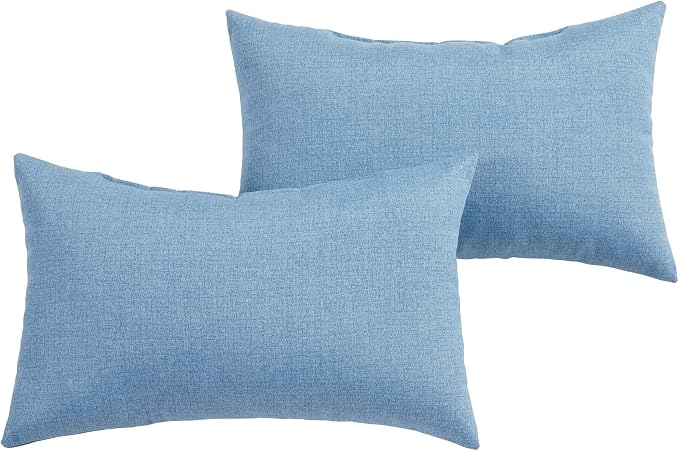 Greendale Home Fashions 2-Pack Outdoor 19x12 inch Rectangle Decorative Throw Pillow, Blue Heather