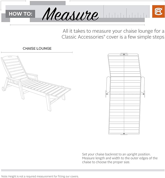 Classic Accessories Montlake Water-Resistant 80 Inch Patio Chaise Lounge Slipcover, Antique Beige, Patio Furniture Covers