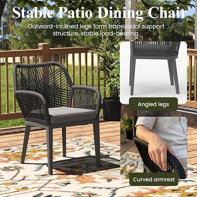 LayinSun Outdoor Dining Set for 8, 9 Pieces Patio Furniture Sets with Aluminum Dining Table and Rope Weave Chairs