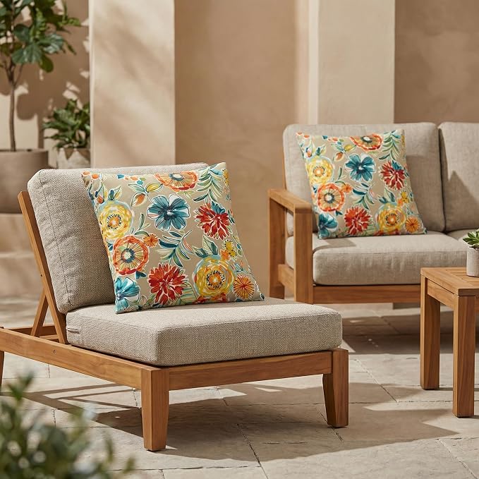 RSH DECOR Square Throw Pillows Set of 2, 20" x 20", All-Weather Pillows Colsen Sonoma, Made in USA