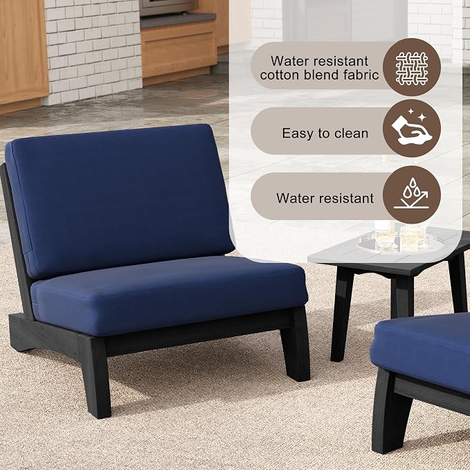 4 Pieces Patio Furniture Sets, All-Weather Outdoor Wood Bistro Set Patio Conversation Coffee Table Chiars and Patio Loveseat for Balcony, Backyard