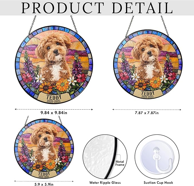 Personalized Pet Memorial Gifts for Dogs and Cats – Custom Pet Suncatcher Keepsake – Loss of Pet Sympathy Gift – Stained Glass Pet Memorial Ornament – Pet Remembrance Gift