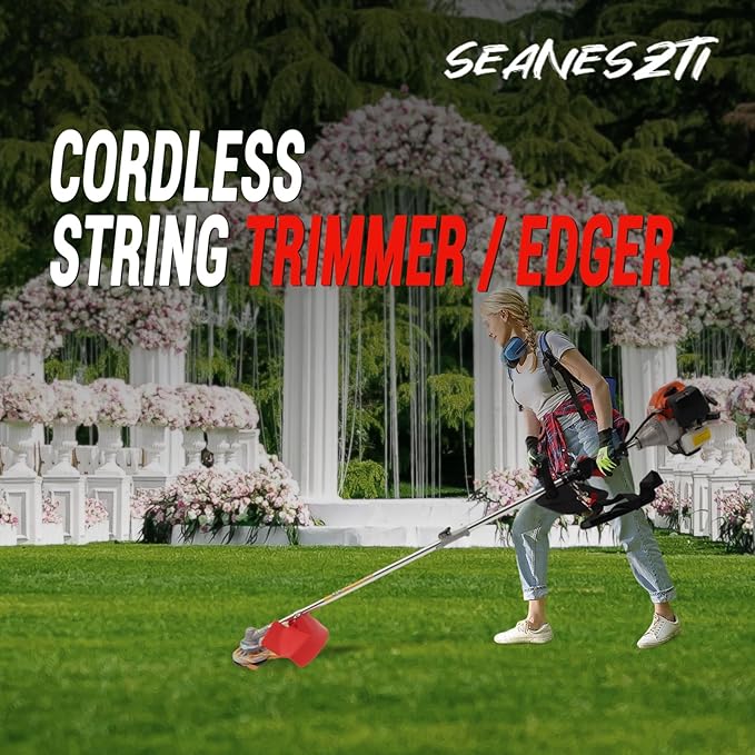 2-Stroke 33CC Gas String Trimmer, Gasoline Lawn Trimmer with 2 Blade Heads, Cordless Edger Lawn Kit Gas Powered Lawn Trimmer for Lawn Care and Garden Yard Work
