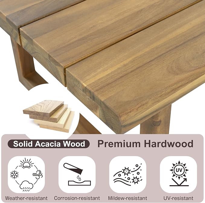 Outdoor Acacia Wood 7-Seater Sectional Sofa Set