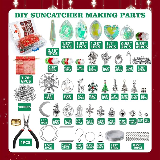 500pcs Sun Catcher Kit, DIY Crystal Craft Hanging Window Christmas Decor | Crystal Suncatcher Kit, DIY Crystal Hanging Prism for Window/Garden, Christmas Tree Decor, Craft Gift for Adult with Tutorial