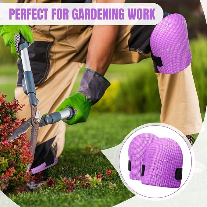 WinnerWhy Gardening Knee Pads for Women and Men Lightweight Waterproof Foam Knee Pads for Gardening and Housework with Adjustable Hook'n'Loop Straps(Purple)