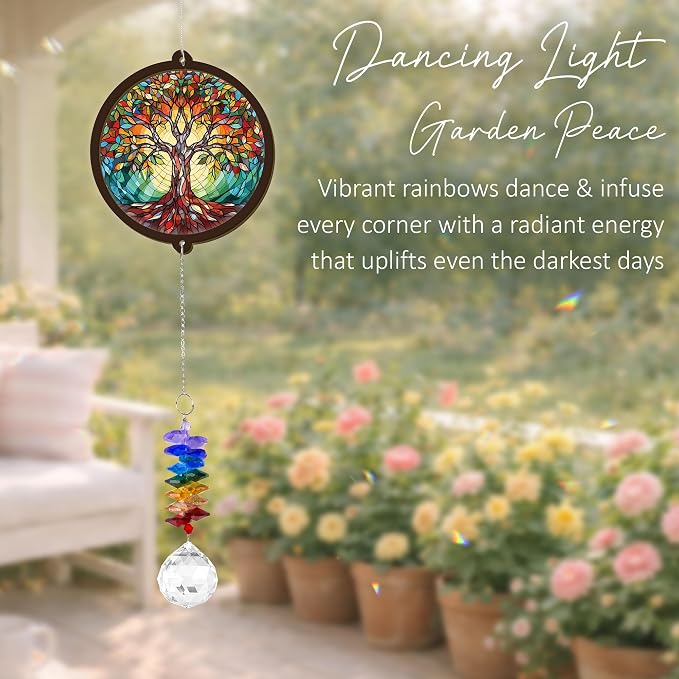Memorial Suncatcher - Tree of Life Ornament - Sympathy Gift for Loss of Loved One - Remembrance Funeral Keepsake for Women Friends Sisters Lovers Couple - Christmas Birthday Gifts