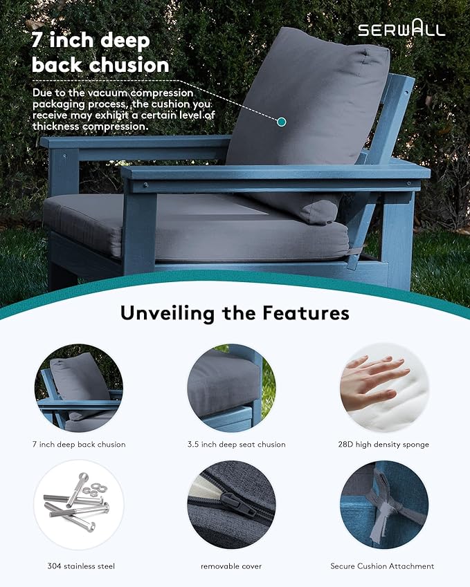 SERWALL HDPE Patio Conversation Set with Side Table